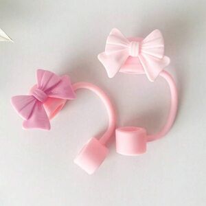 4-Pack Tumbler Pink Bow Straw Toppers